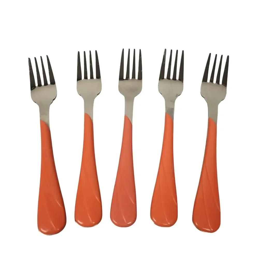 Vintage 90s Fiesta Swirl Flatware Silverware 19 Piece Set Stainless Orange